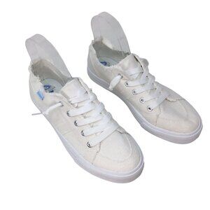 Obtaom Fashion Canvas Sneaker Natural White Size 8 Low Top Slip On Shoes Walking